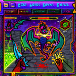 Load image into Gallery viewer, closeup view showing a window to a battle scene against a dragon.