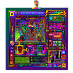 Load image into Gallery viewer, Art print featuring a detailed digital drawing of a fake video game screen. it's like a classic RPG dungeon crawler with exaggerated over-the-top UI design.