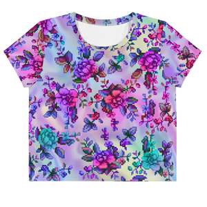 "Pixel Floral (Vaporwave)" crop top