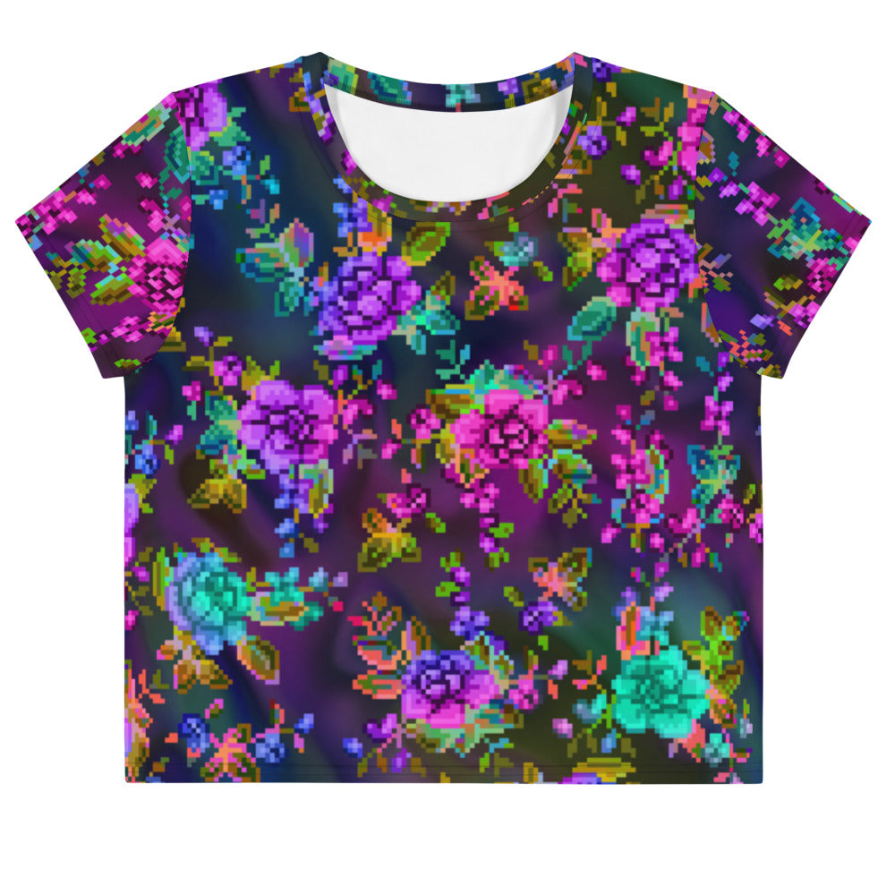 "Pixel Floral (Synthwave)" crop top