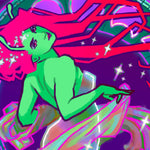 Load image into Gallery viewer, closeup view, she's looking over her shoulder at the viewer with a dainty hand holding a flowing piece of fabric.