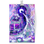 Load image into Gallery viewer, Art print featuring a digital painting in pinks, purples, and blues. a slightly warped first-person perspective of a woman taking a bath in a magical fairy world.