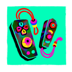 Load image into Gallery viewer, dual controllers, both simple rectangles with beaded wrist-straps.