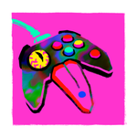 Load image into Gallery viewer,  a three-pronged controller monster, the middle one is a huge pink tongue.