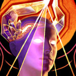 Load image into Gallery viewer, closeup of the lady's head. she has laurel shapes almost burned into her head, with smaller crystals sprouting out from it.