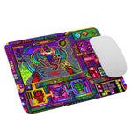 Load image into Gallery viewer, Mouse pad featuring a detailed digital drawing of a fake video game screen. it&#39;s like a classic RPG dungeon crawler with exaggerated over-the-top UI design.
