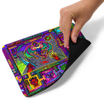 Load image into Gallery viewer, Hand holding up a corner of the mousepad, revealing the non-slip rubber base.
