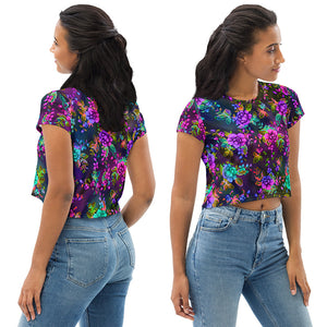 A model showing the front and back of the shirt.