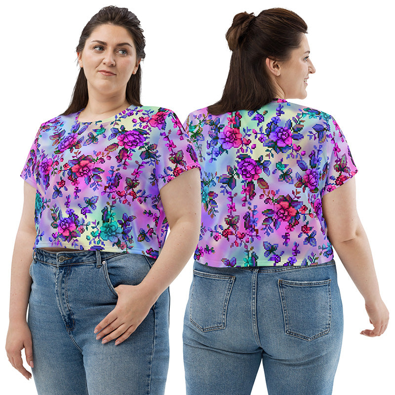 A model showing the front and back of the shirt.