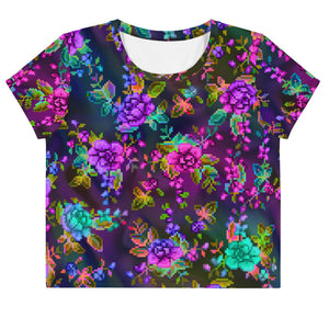 "Pixel Floral (Synthwave)" crop top