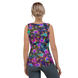 "Pixel Floral (Synthwave)" tank top