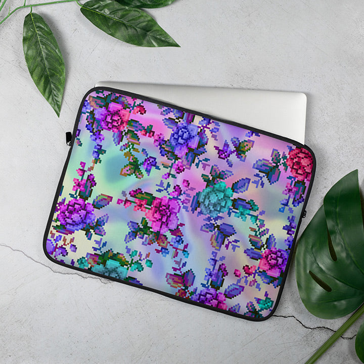 "Pixel Floral (Vaporwave)" laptop sleeve